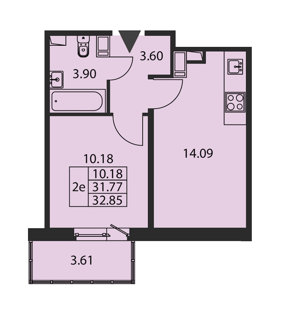1-комнатная квартира 31.77 м², 9/12 эт., ЖК «Полис ЛАВрики»